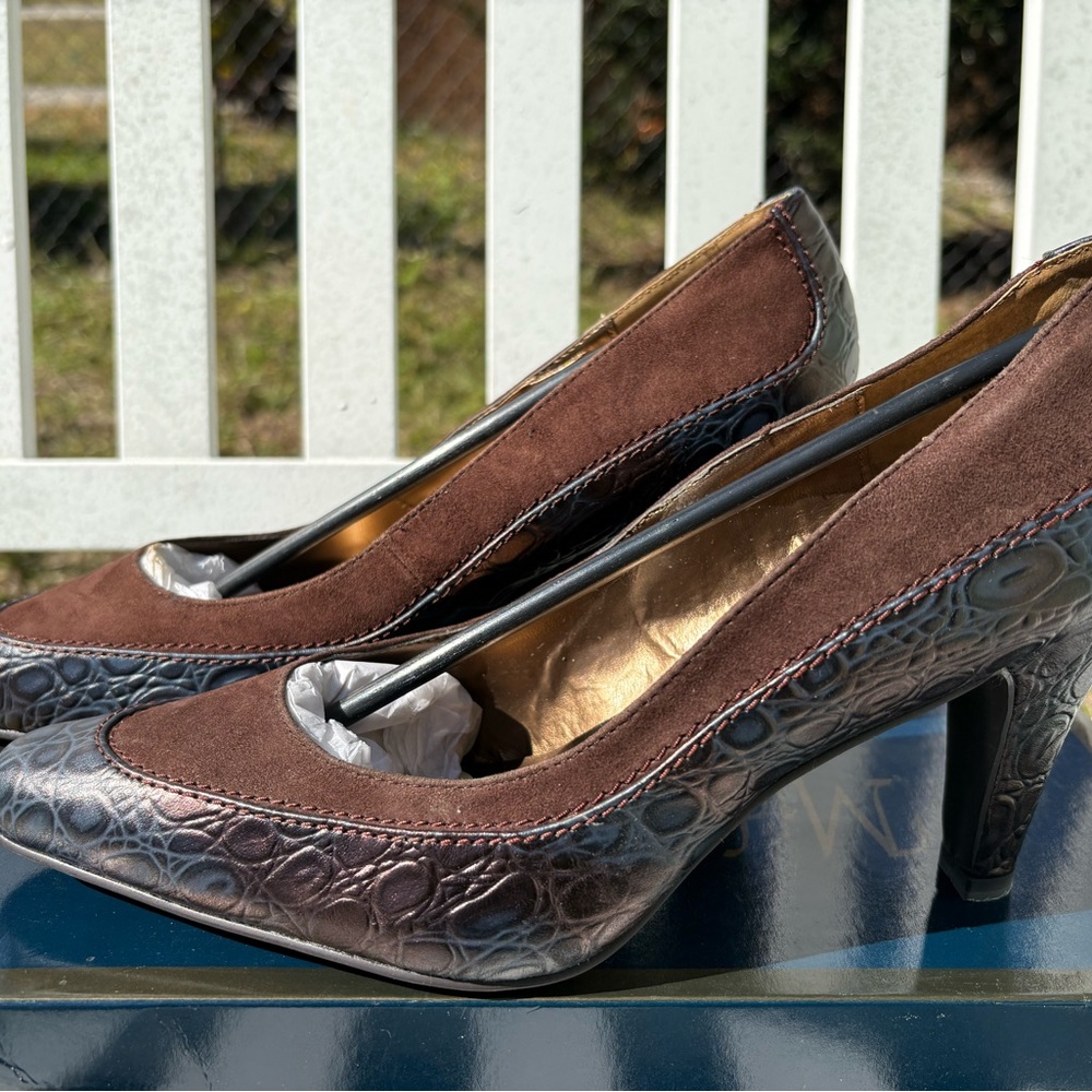 Midnight Velvet Brown and Silver Heels